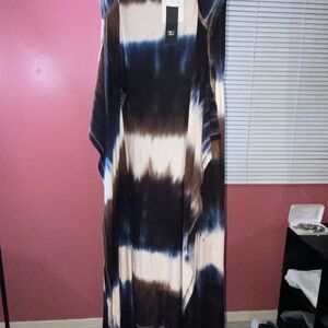 Tie Dye Brown and Blue Vest Style Duster